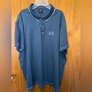 Armani Exchange Navy Polo Shirt with White Trim